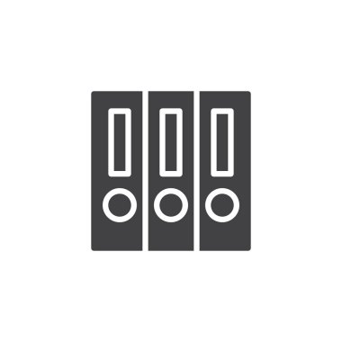 Veri depolama simge vektör, düz işareti, üzerinde beyaz izole katı piktogram dolu. Telli, office dosya klasörleri sembolü, logo illüstrasyon.