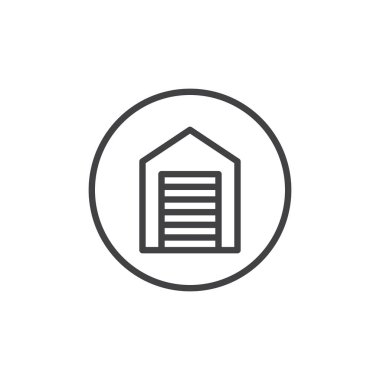 Ambar satırı simgesi, vektör işareti, anahat üzerinde beyaz izole doğrusal stil piktogram. Garaj sembolü, logo illüstrasyon. Düzenlenebilir kontur