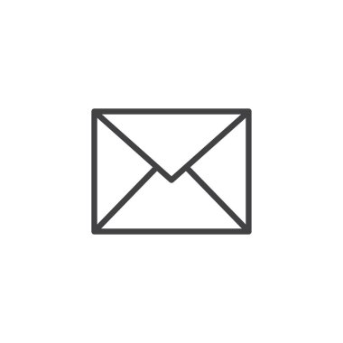 Zarf satırı simgesi, Anahat vektör işareti üzerinde beyaz izole doğrusal stil piktogram. Posta iletisi simgesi, logo illüstrasyon. Düzenlenebilir kontur