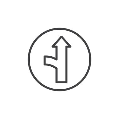 Yukarı Yön ok çizgi simgesi, Anahat vektör işareti, üzerinde beyaz izole doğrusal stil piktogram. Sembol, logo illüstrasyon. Düzenlenebilir kontur