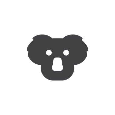 Koala baş simge vektör, düz işareti, üzerinde beyaz izole katı piktogram dolu. Sembol, logo illüstrasyon.
