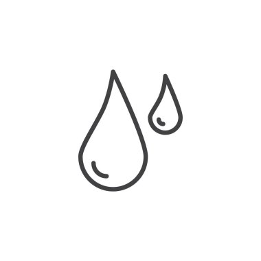 Kan damlaları satırı simgesi, Anahat vektör işareti, üzerinde beyaz izole doğrusal stil piktogram. Sembol, logo illüstrasyon. Düzenlenebilir kontur