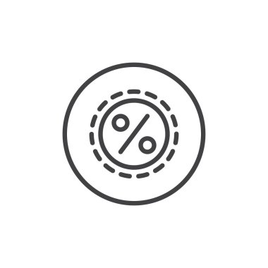 Yüzde satır simgesi, Anahat vektör işareti, üzerinde beyaz izole doğrusal stil piktogram. Sembol, logo illüstrasyon indirimli. Düzenlenebilir kontur