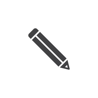 Kalem simge vektör, dolu düz işareti, üzerinde beyaz izole katı piktogram. Sembol, logo illüstrasyon yazmak.