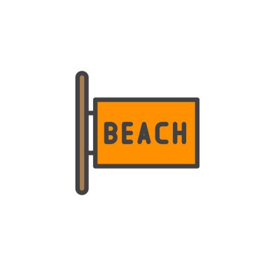 Beach tabela dolu anahat simgesini, çizgi vektör işareti, üzerinde beyaz izole doğrusal renkli sembol. Sembol, logo illüstrasyon. Piksel mükemmel vektör grafikleri