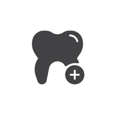 Diş ve düz işareti, üzerinde beyaz izole katı sembol simge vektör dolu. Diş simgesi, logo resim eklemek.