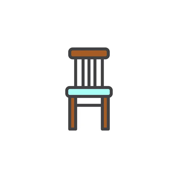 椅子家具填充轮廓图标 线条矢量符号 线性五颜六色的象形文字隔离在白色 徽标插图 像素完美矢量图形 — 图库矢量图片