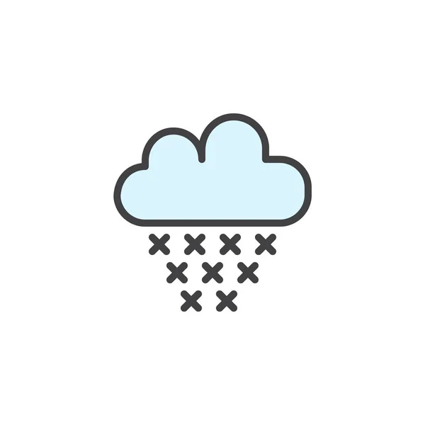 雪雲は アウトライン アイコン 行ベクトル記号 白で隔離線形のカラフルな絵文字に満ちています 冬の天気記号 ロゴの図です ピクセル完璧なベクトル グラフィック — ストックベクタ