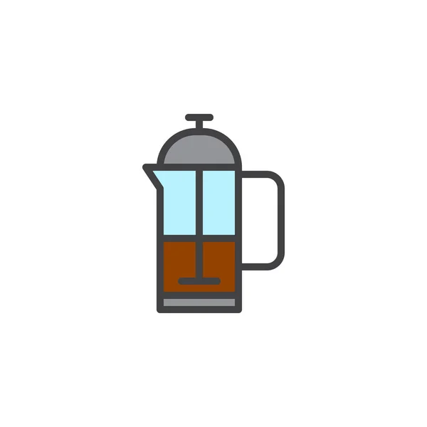 French Press Kettle Filled Outline Icon Line Vector Sign Linear — Stock Vector
