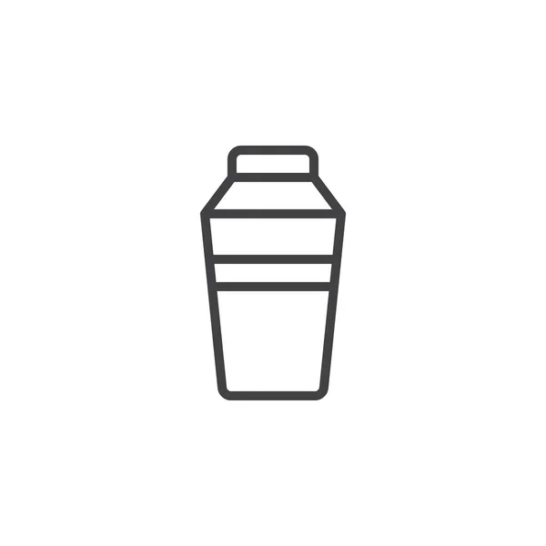 Cocktail Shaker Liniensymbol Umrissvektorzeichen Lineares Stilpiktogramm Auf Weiß Isoliert Plastikflaschensymbol — Stockvektor