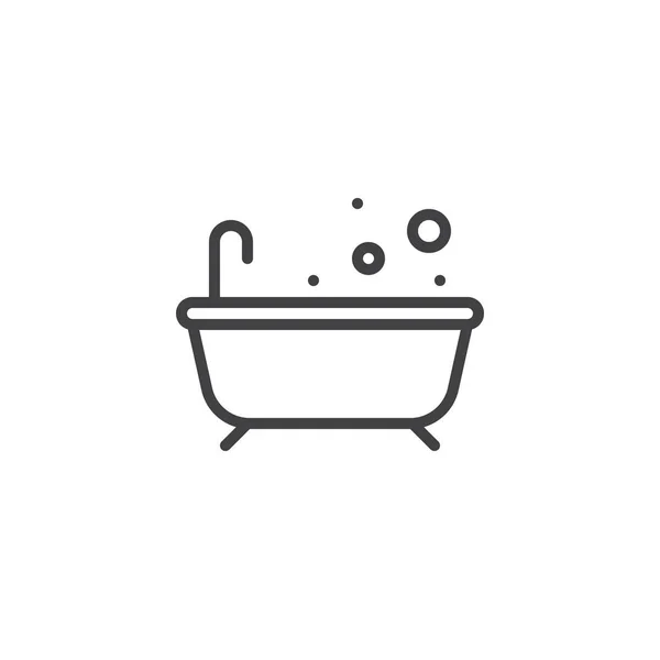 Bathtub Line Icon Outline Vector Sign Linear Style Pictogram Isolated — Stock Vector