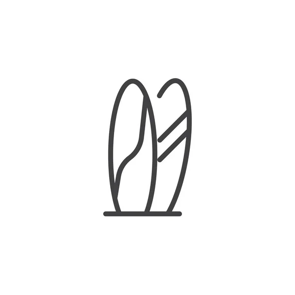 Surfbretter Liniensymbol Umrissvektorzeichen Lineares Stilpiktogramm Auf Weiß Isoliert Meer Extremsport — Stockvektor