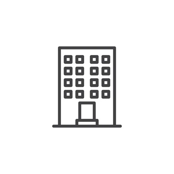 Bürogebäude Bauliniensymbol Umrissvektorzeichen Lineares Piktogramm Auf Weiß Isoliert Symbol Logoabbildung — Stockvektor