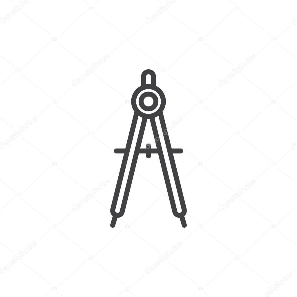 Geometry compass line icon, outline vector sign, linear style pictogram isolated on white. Drawing compass symbol, logo illustration. Editable stroke