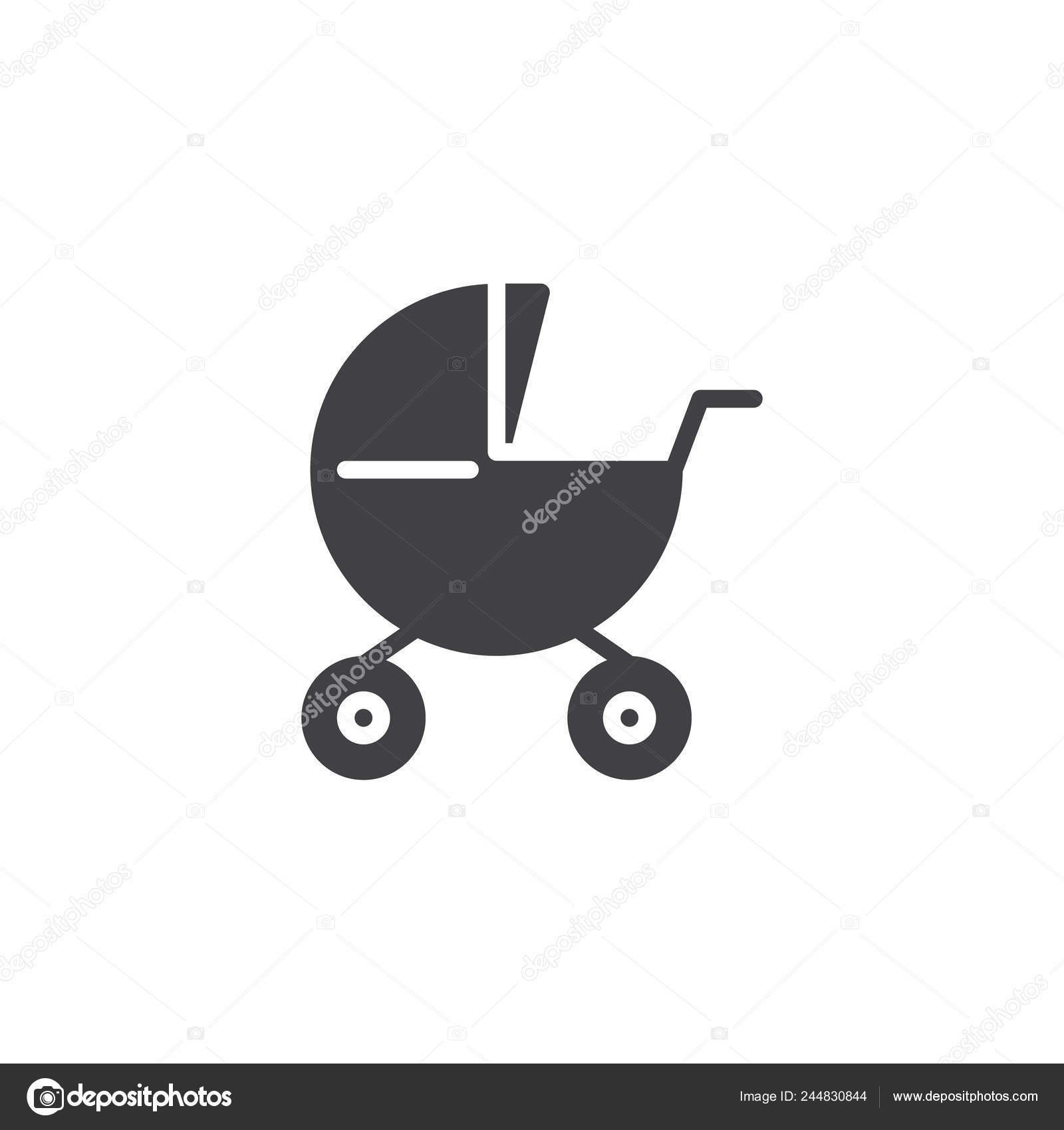 Baby Carriages Pram Icon Vector Filled Flat Sign Solid Pictogram
