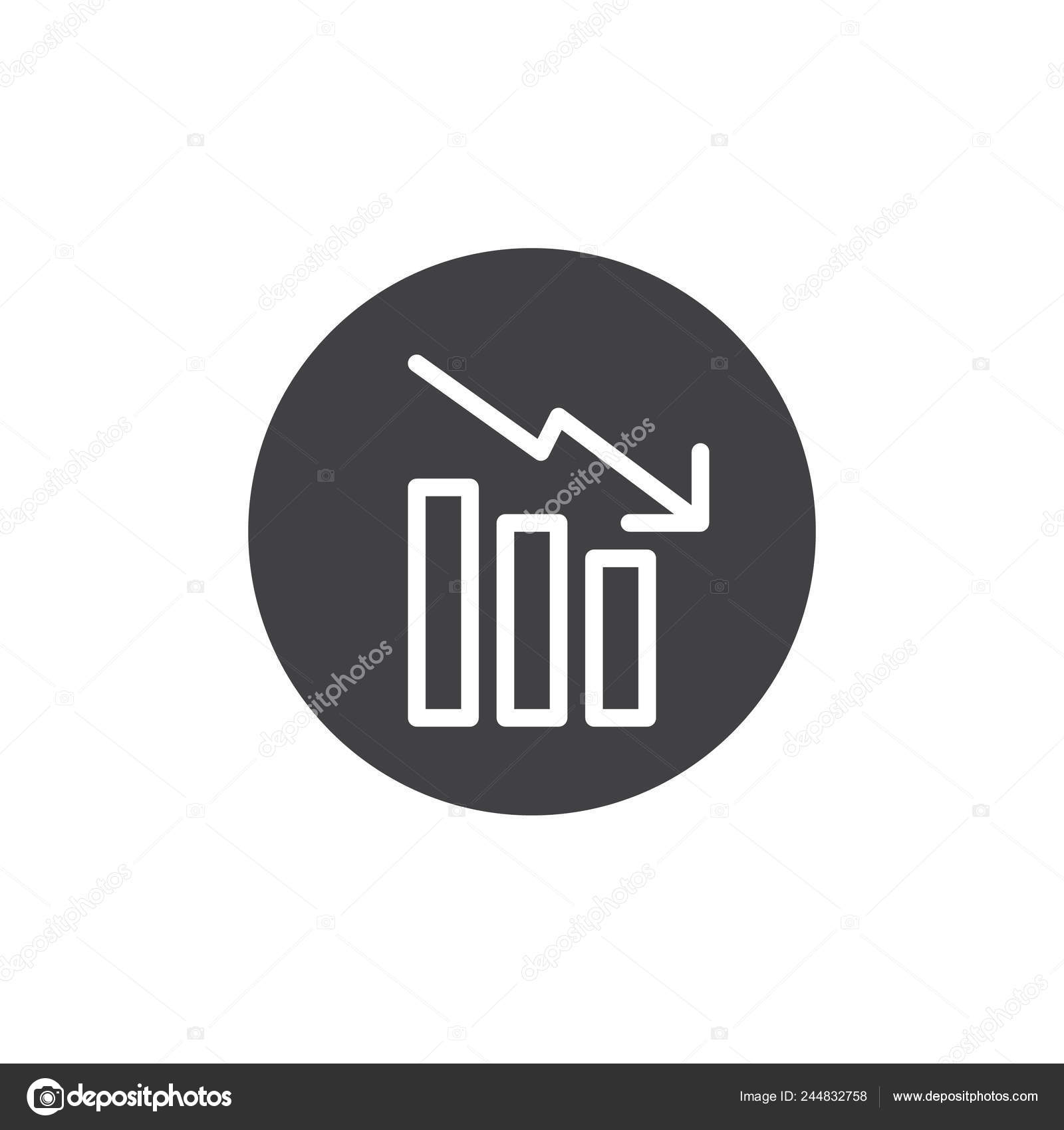 Diminuer Vecteur Icône Graphique Signe Plat Rempli Pictogramme Solide Isolé Sur Blanc Symbole Graphique Barres Affaires Illustration Logo