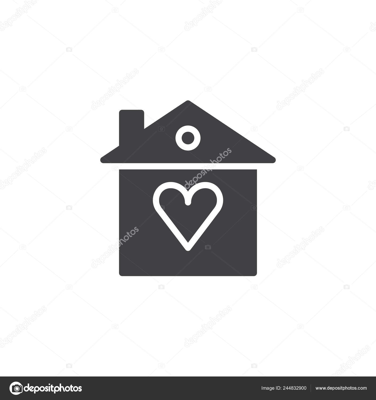 Herz Startseitensymbol Vektor Gefullte Flache Zeichen Solide