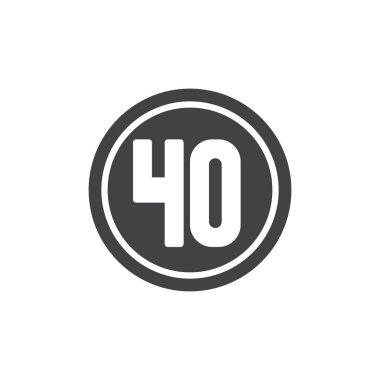 Trafik işareti hız sınırı 40 simge vektör, dolu düz işareti, üzerinde beyaz izole katı piktogram. Sembol, logo illüstrasyon.