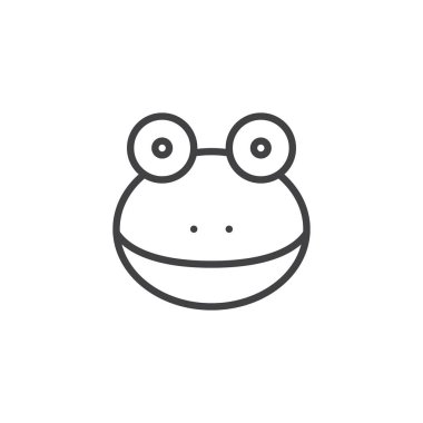 Kurbağa zeka çizgisi simgesi, Anahat vektör işareti üzerinde beyaz izole doğrusal stil piktogram. Sembol, logo illüstrasyon. Düzenlenebilir kontur