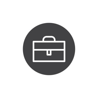 Evrak çantası, Portföy simge vektör, düz işareti, üzerinde beyaz izole katı piktogram dolu. Bavul sembolü, logo illüstrasyon.