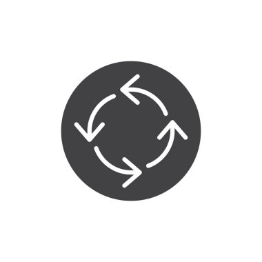 Döngüsü okları simge vektör, dolu düz işareti, üzerinde beyaz izole katı piktogram. Ok güncelleştirme yenileme sembolü, logo illüstrasyon.