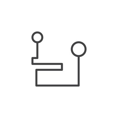 Route konuma satırı simgesi, vektör işareti, anahat üzerinde beyaz izole doğrusal stil piktogram. Yol veya yol sembolü, logo illüstrasyon. Düzenlenebilir kontur