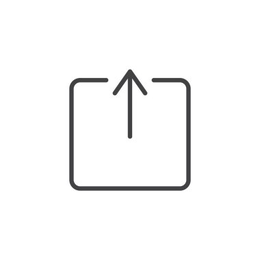 Ok satırı simgesi yükleme, vektör işareti, anahat üzerinde beyaz izole doğrusal stil piktogram. Sembol, logo illüstrasyon. Düzenlenebilir kontur