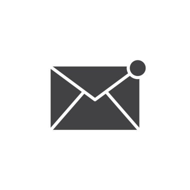 Yeni, gelen ileti simge vektör, dolu düz işareti, üzerinde beyaz izole katı piktogram e-posta. Zarf simgesi, logo illüstrasyon.