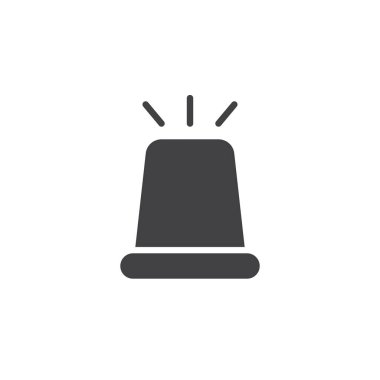 Flaşör ışık simge vektör, düz işareti, üzerinde beyaz izole katı piktogram dolu. Polis ambulans yanıp sönen siren sembolü, logo illüstrasyon.