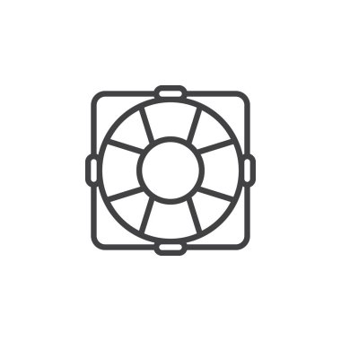 Lifebuoy satırı simgesi, Anahat vektör işareti, üzerinde beyaz izole doğrusal stil piktogram. Yeleğini sembolü, logo illüstrasyon. Düzenlenebilir kontur