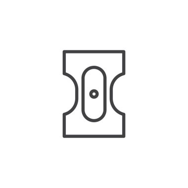 Kalem kalemtıraş satırı simgesi, vektör işareti, anahat üzerinde beyaz izole doğrusal stil piktogram. Sembol, logo illüstrasyon. Düzenlenebilir kontur