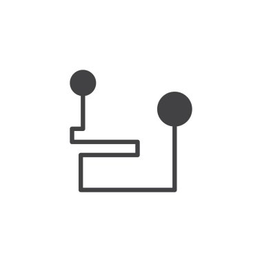 Rota konumu simge vektör, dolu düz işareti, üzerinde beyaz izole katı piktogram. Yol veya yol sembolü, logo illüstrasyon.