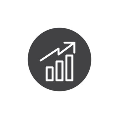 İş grafik simge vektör, düz işareti, üzerinde beyaz izole katı piktogram dolu. Satış İstatistikleri sembolü, logo illüstrasyon Yükselme eğilimi.