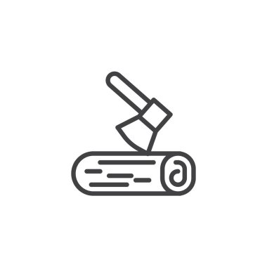 Balta ve vektör işareti, üzerinde beyaz izole doğrusal stil piktogram anahat ahşap satırı simgesi. Sembol, logo illüstrasyon. Düzenlenebilir kontur