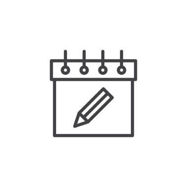 Takvim ve satır kutsal kişilerin resmi, vektör işareti, anahat kalem üzerinde beyaz izole doğrusal stil piktogram. Sembol, logo illüstrasyon. Düzenlenebilir kontur