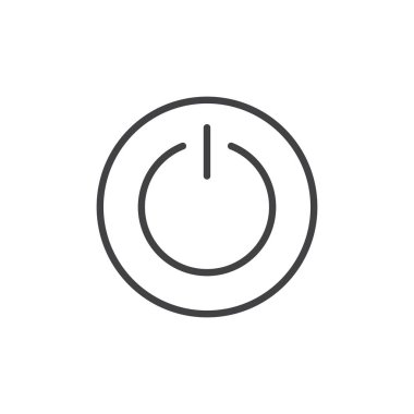 Güç anahtarı satırı simgesi, vektör işareti, anahat üzerinde beyaz izole doğrusal stil piktogram. Üzerinde sembol, logo illüstrasyon dü ** me yuvarlak. Düzenlenebilir kontur