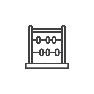 Abaküs satırı simgesi, Anahat vektör işareti üzerinde beyaz izole doğrusal stil piktogram. Hesap makinesi simge, logo illüstrasyon. Düzenlenebilir kontur