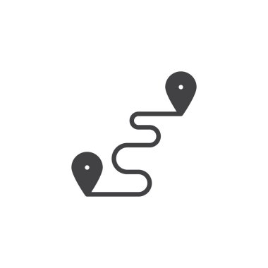 Hedef izleme noktası simge vektör, düz işareti, üzerinde beyaz izole katı piktogram dolu. Yol PIN işaretçisi simgesiyle, logo illüstrasyon.