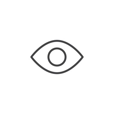 Göz satırı simgesi, vektör işareti, anahat üzerinde beyaz izole doğrusal stil piktogram. Vizyon sembolü, logo illüstrasyon. Düzenlenebilir kontur