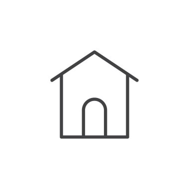 House satırı simgesi, vektör işareti, anahat üzerinde beyaz izole doğrusal stil piktogram. Giriş sayfası simgesi, logo illüstrasyon. Düzenlenebilir kontur