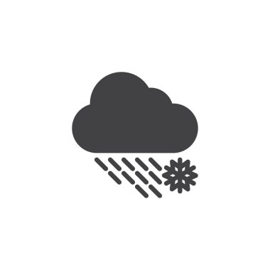 Snowfall cloud vector icon. filled flat sign for mobile concept and web design. Heavy snowy weather simple solid icon. Symbol, logo illustration. Pixel perfect vector graphics clipart