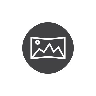 Panoramik çekim modu simge vektör, düz işareti, üzerinde beyaz izole katı piktogram dolu. Panorama modu simgesi, logo illüstrasyon.