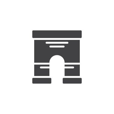 Zafer kemer mimari simge vektör, düz işareti, üzerinde beyaz izole katı piktogram dolu. Sembol, logo illüstrasyon