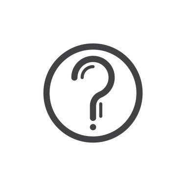 Soru işareti bir daire satırı simgesi, Anahat vektör işareti, üzerinde beyaz izole doğrusal stil piktogram. Sembol, logo illüstrasyon. Kalın çizgili tema. Piksel mükemmel vektör grafikleri