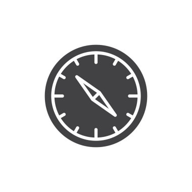 Pusula simgesini vektör, dolu düz işareti, üzerinde beyaz izole katı piktogram. Sembol, logo illüstrasyon.