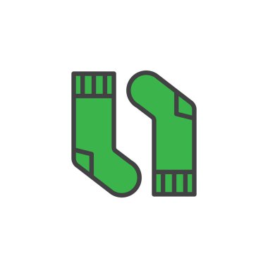 Christmas kış çorap doldurulmuş anahat simgesini, çizgi vektör işareti, üzerinde beyaz izole doğrusal renkli sembol. Sembol, logo illüstrasyon. Piksel mükemmel vektör grafikleri