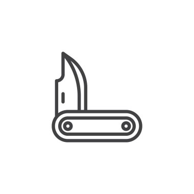 Satırı simgesi jackknife, vektör işareti, anahat üzerinde beyaz izole doğrusal stil piktogram. Bıçak sembolü, logo illüstrasyon. Düzenlenebilir kontur