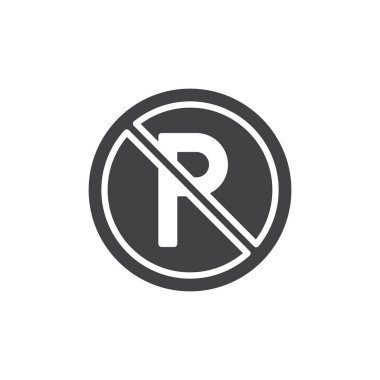 Hiçbir Park simge vektör düz işareti, üzerinde beyaz izole katı piktogram dolu. Trafik işareti simgesi, logo illüstrasyon.