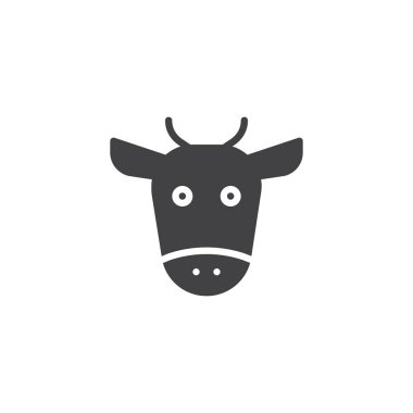 İnek baş simge vektör, dolu düz işareti, üzerinde beyaz izole katı piktogram. Sembol, logo illüstrasyon.