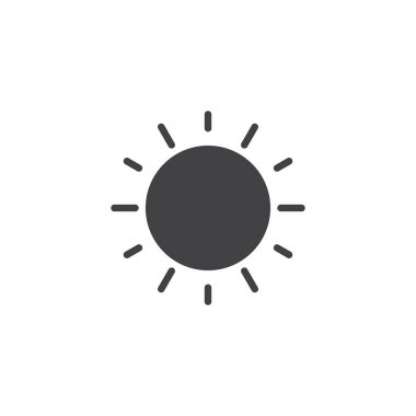 Güneş parlayan vektör simgesi. Mobil kavramı ve web tasarım için düz işareti dolu. Güneşli havalarda basit katı simgesi. Sembol, logo illüstrasyon. Piksel mükemmel vektör grafikleri